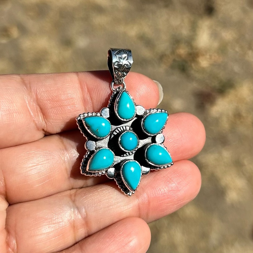 925 Sterling Silver Kingman Turquoise Pendant